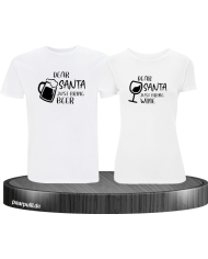 Dear Santa bring me beer / wine weiß partnerlook shirts