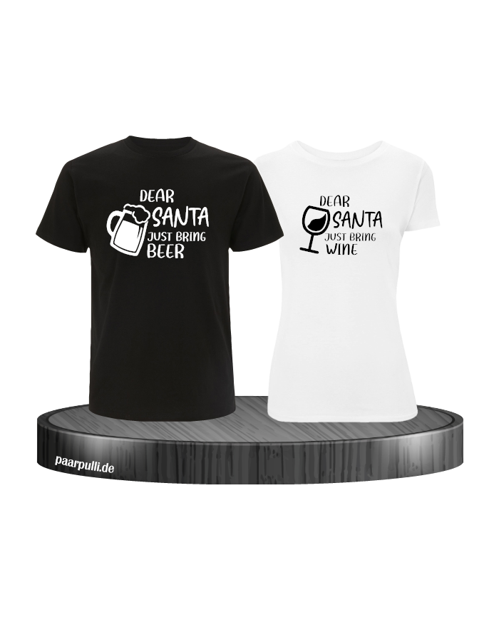 Dear Santa just bring beer / wine schwarz-weiß partnerlook shirts