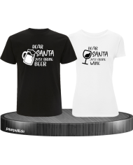 Dear Santa just bring beer / wine schwarz-weiß partnerlook shirts