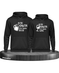 Dear Santa just bring beer / wine schwarz partnerlook hoodies