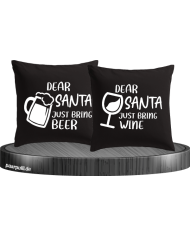 Dear Santa just bring beer / Wine Kissen Set schwarz
