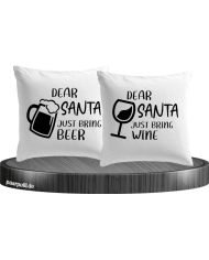 Dear Santa just bring beer / Wine Kissen Set weiß
