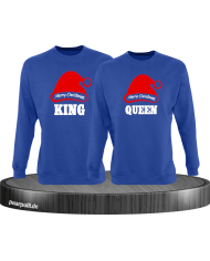King queen weihnachtsmütze pärchen sweatshirts in blau