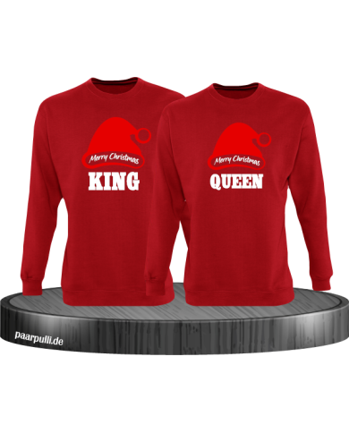 King queen weihnachtsmütze pärchen sweatshirts in rot