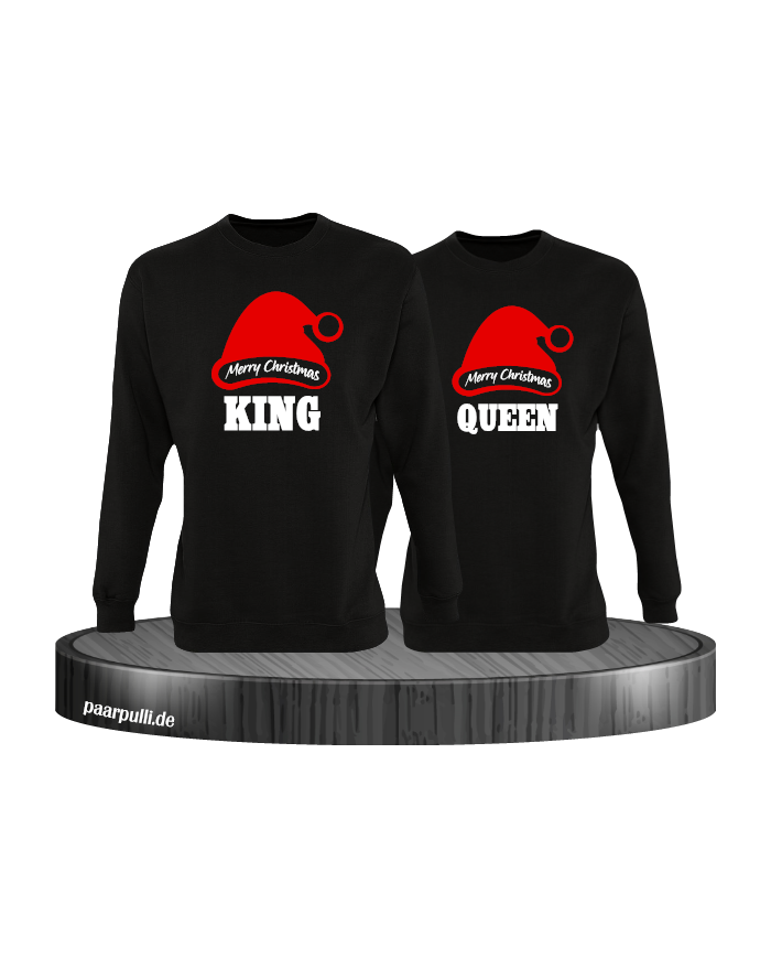 King queen weihnachtsmütze pärchen sweatshirts in schwarz