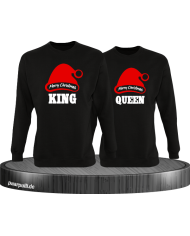 King queen weihnachtsmütze pärchen sweatshirts in schwarz