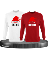 King queen weihnachtsmütze pärchen sweatshirts in weiß rot