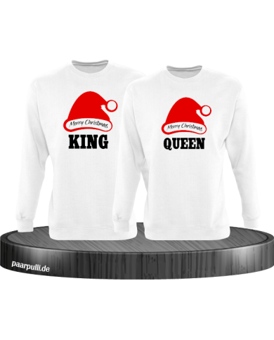 King queen weihnachtsmütze pärchen sweatshirts in weiß