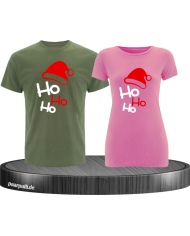 Ho Ho Ho Weihnachten T-Shirts in grün rosa