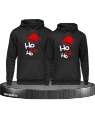 Ho Ho Ho Partnerlook Hoodies in schwarz