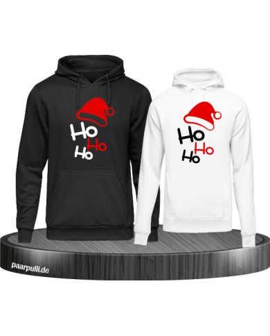 Ho Ho Ho Partnerlook Hoodies in schwarz weiß Ho Ho Ho Partnerlook Hoodies in schwarz weiß