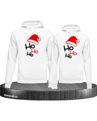 Ho Ho Ho Partnerlook Hoodies in weiß