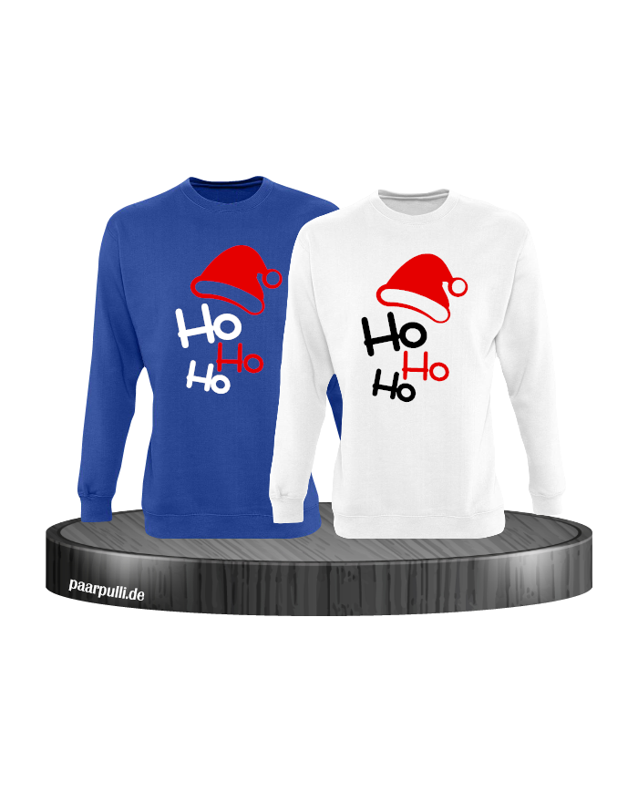 Ho Ho Ho Partnerlook Sweatshirts in blau weiß Ho Ho Ho Partnerlook Sweatshirts in blau weiß