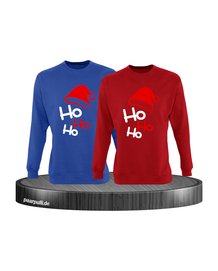 Ho Ho Ho Partnerlook Sweatshirts in blau rot