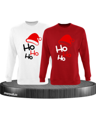 Ho Ho Ho Partnerlook Sweatshirts in weiß rot