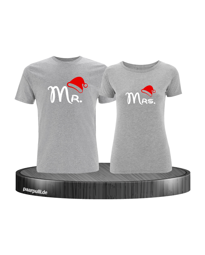 Mr. und Mrs. Partnerlook T-Shirts in grau