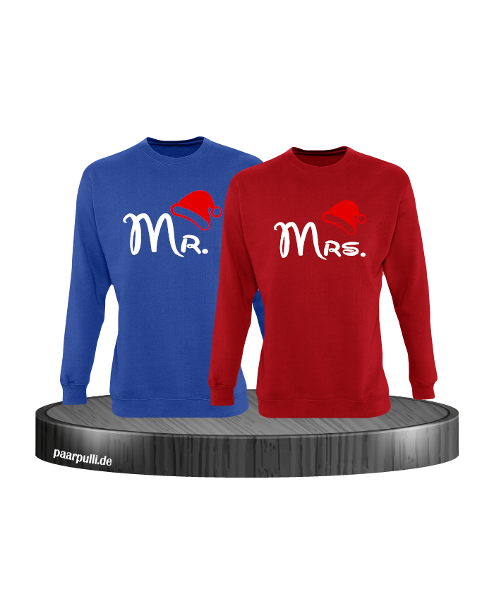 Mr. und Mrs. Partnerlook Sweatshirts in blau rot