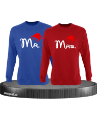 Mr. und Mrs. Partnerlook Sweatshirts in blau rot