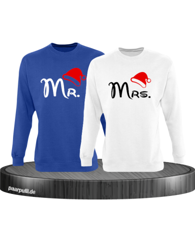 Mr. und Mrs. Partnerlook Sweatshirts in blau weiß