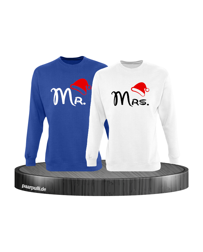 Mr. und Mrs. Partnerlook Sweatshirts in blau weiß