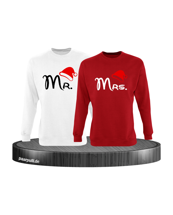 Mr. und Mrs. Partnerlook Sweatshirts in weiß rot