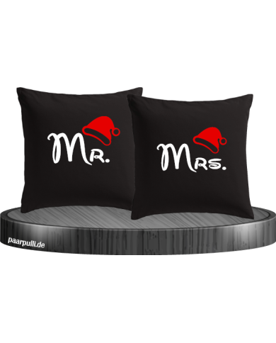 Mr. und Mrs. mit roter Mütze Kissenbezüge in schwarz Mr. und Mrs. mit roter Mütze Kissenbezüge in schwarz