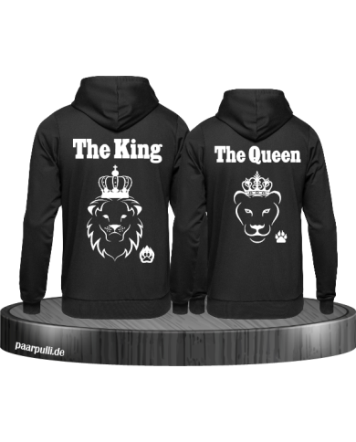 The King The Queen Lion Design partnerlook hoodies schwarz
