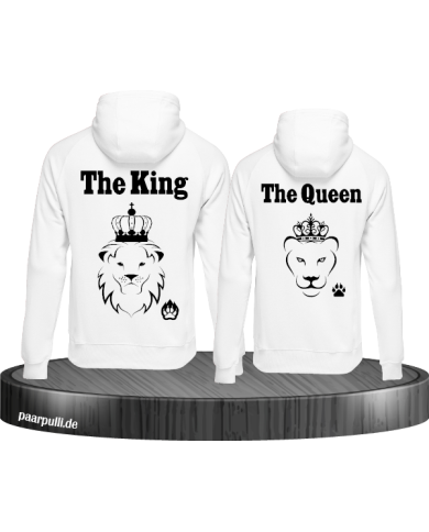 The King The Queen Lion Design partnerlook hoodies weiß