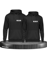 King & Queen Löwen Design mit Wunschdatum Partnerlook Hoodie-Set