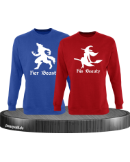 her beast his beauty partnerlook sweatshirts in blau rot