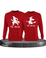 her Beast und his Beauty mit Werwolf und Hexe Halloween Partnerlook Sweatshirts