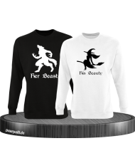 her beast his beauty partnerlook sweatshirts in schwarz weiß