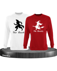 her beast his beauty partnerlook sweatshirts in weiß rot