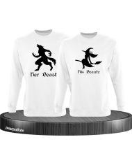 her beast his beauty partnerlook sweatshirts in weiß