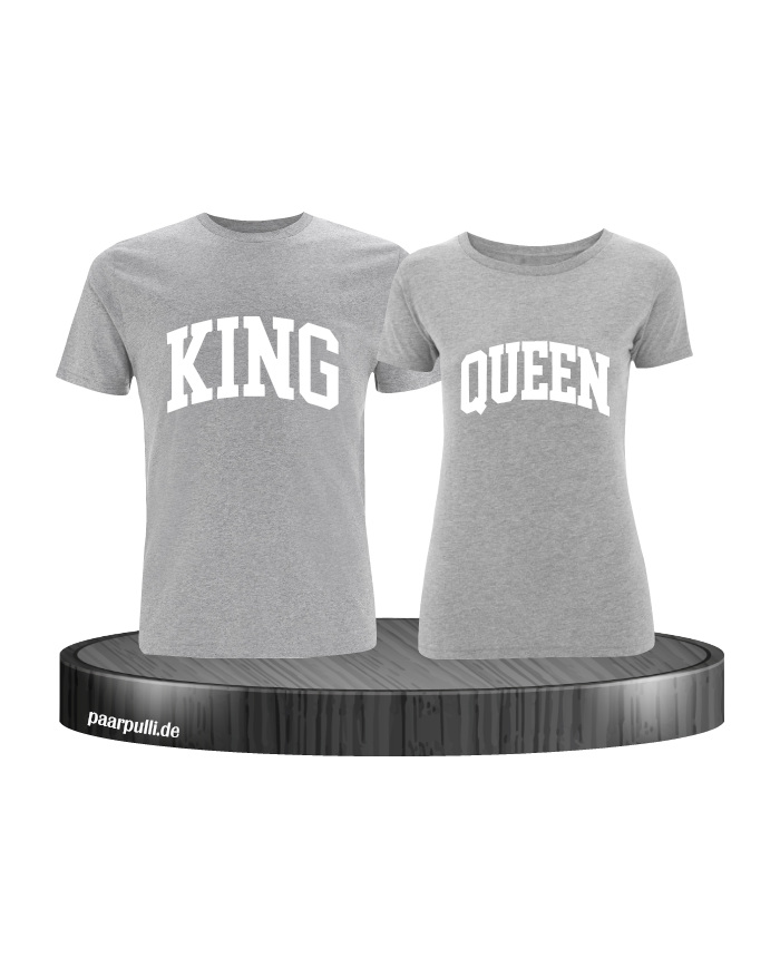 King und Queen Pärchen Shirts in grau