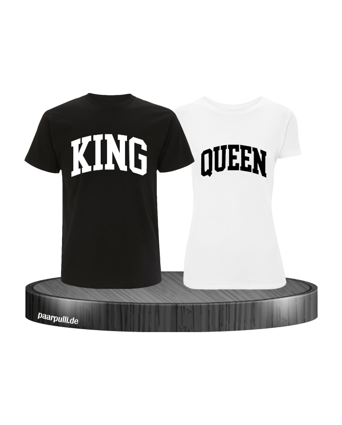 King und Queen Pärchen Shirts in schwarz weiß
