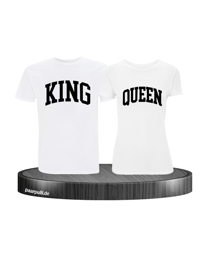 King und Queen Pärchen Shirts in weiß