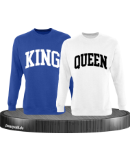 King und Queen Pärchen Sweatshirts in blau weiß