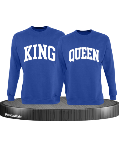 King und Queen Pärchen Sweatshirts in blau King und Queen Pärchen Sweatshirts in blau