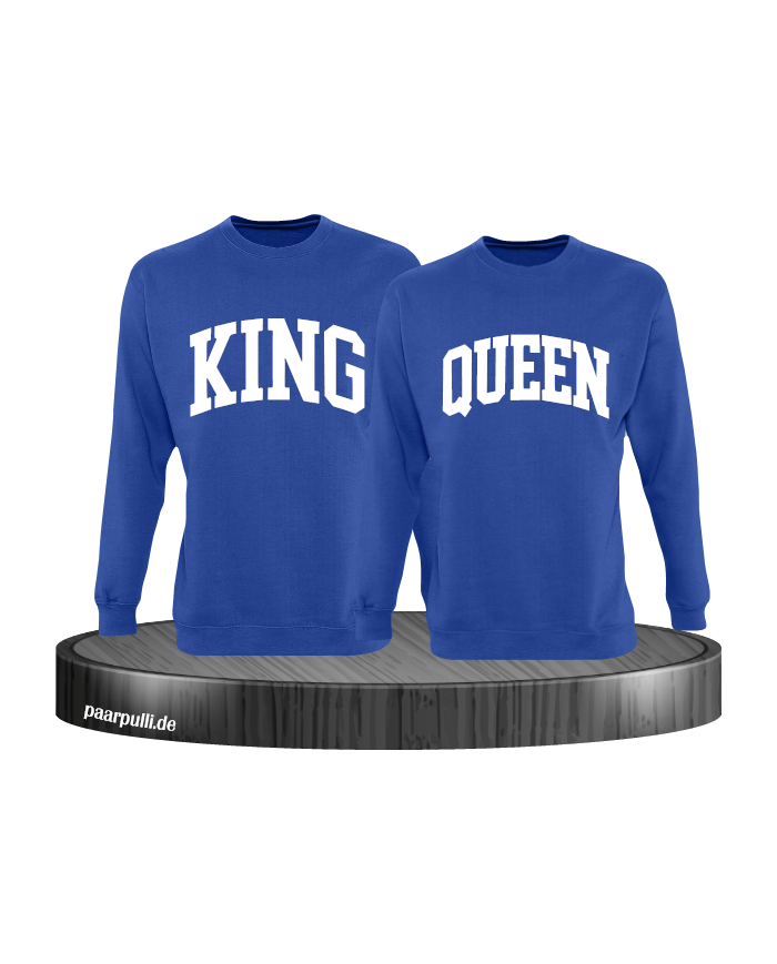 King und Queen Pärchen Sweatshirts in blau