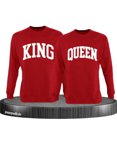 King und Queen Pärchen Sweatshirts in rot