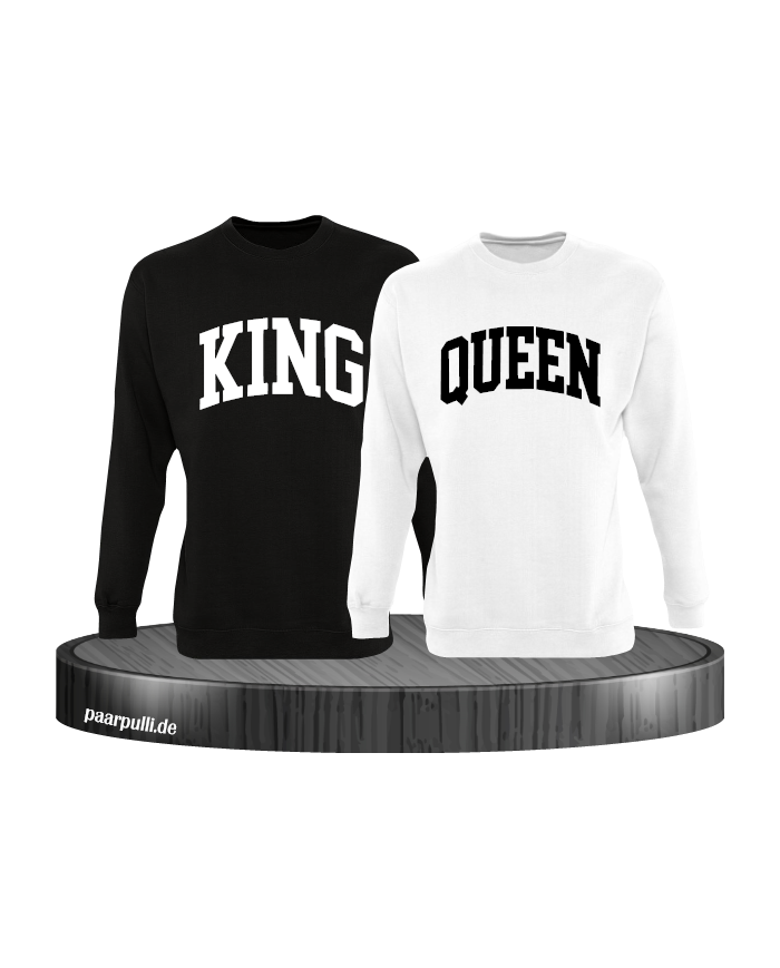 King und Queen Pärchen Sweatshirts in schwarz weiß