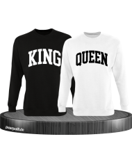 King und Queen Pärchen Sweatshirts in schwarz weiß