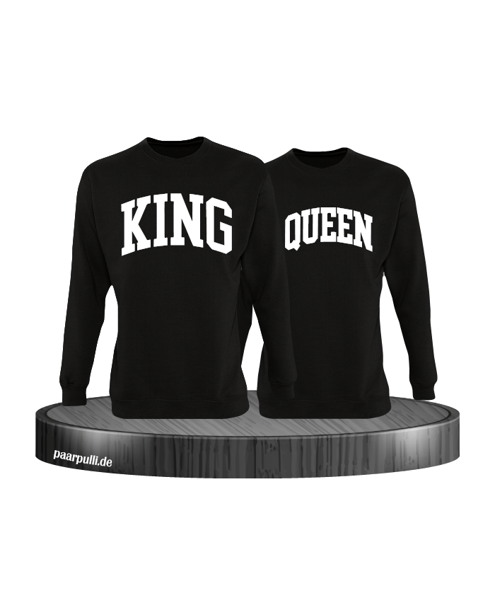 King und Queen Pärchen Sweatshirts in schwarz