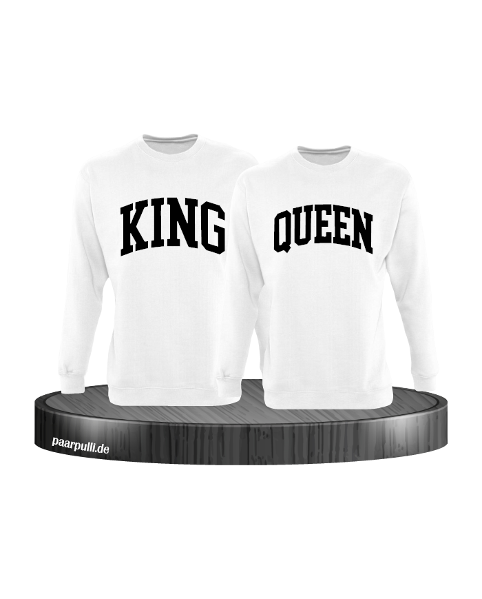 King und Queen Pärchen Sweatshirts in weiß