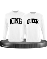 King und Queen Pärchen Sweatshirts in weiß