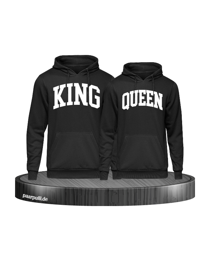 King und Queen Pärchen Hoodies in schwarz