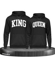 King und Queen Pärchen Hoodies in schwarz