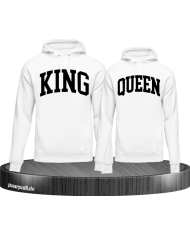 King und Queen Pärchen Hoodies in weiß