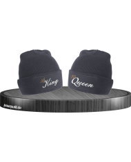 King und Queen mit goldene Krone Partnerlook Beanies in verschiedenen Farben
